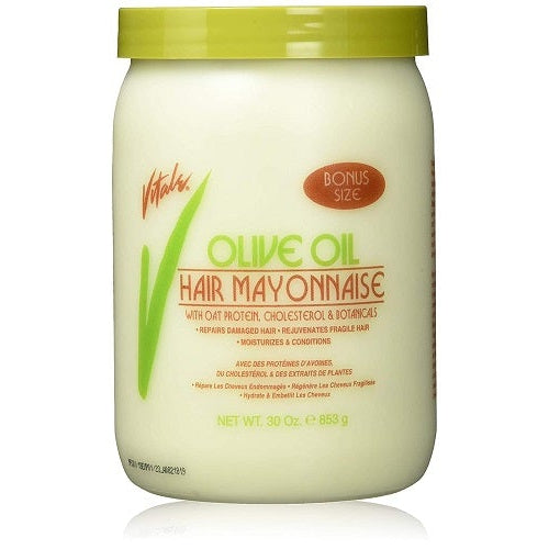 Vitale Olive Oil Hair Mayonnaise 30oz with Oat & Egg Protein and Vitamins -  Good on Color & Thermal Treated Hair - for Dry & Damaged Scalp Men, Women