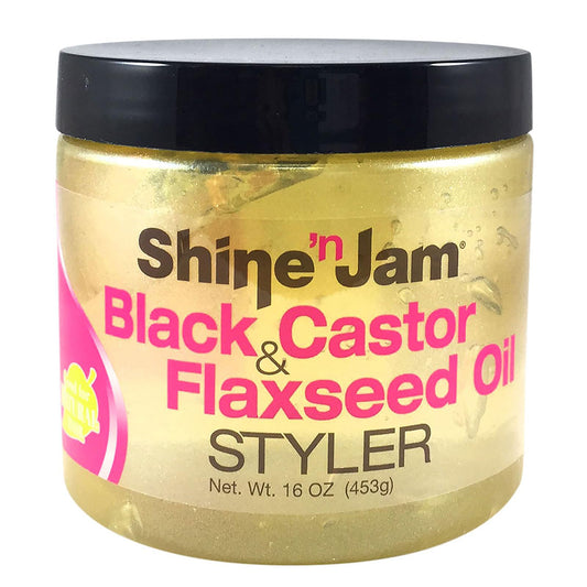 Shine 'n Jam Black castor & Flaxseed Oil Styler 16 oz