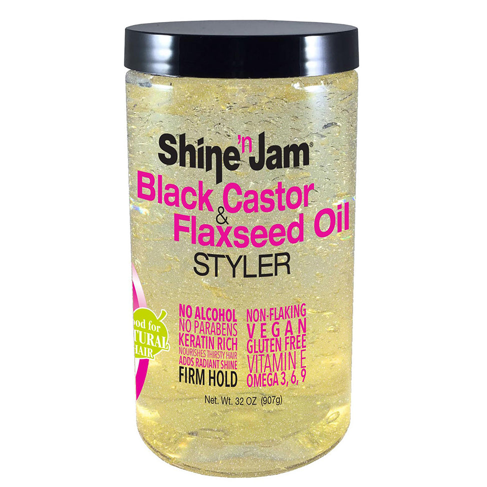 Shine 'n Jam Black castor & Flaxseed Oil Styler 32 OZ