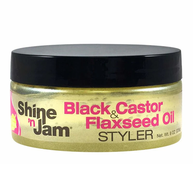 Shine 'n Jam Black castor & Flaxseed Oil Styler 8 oz