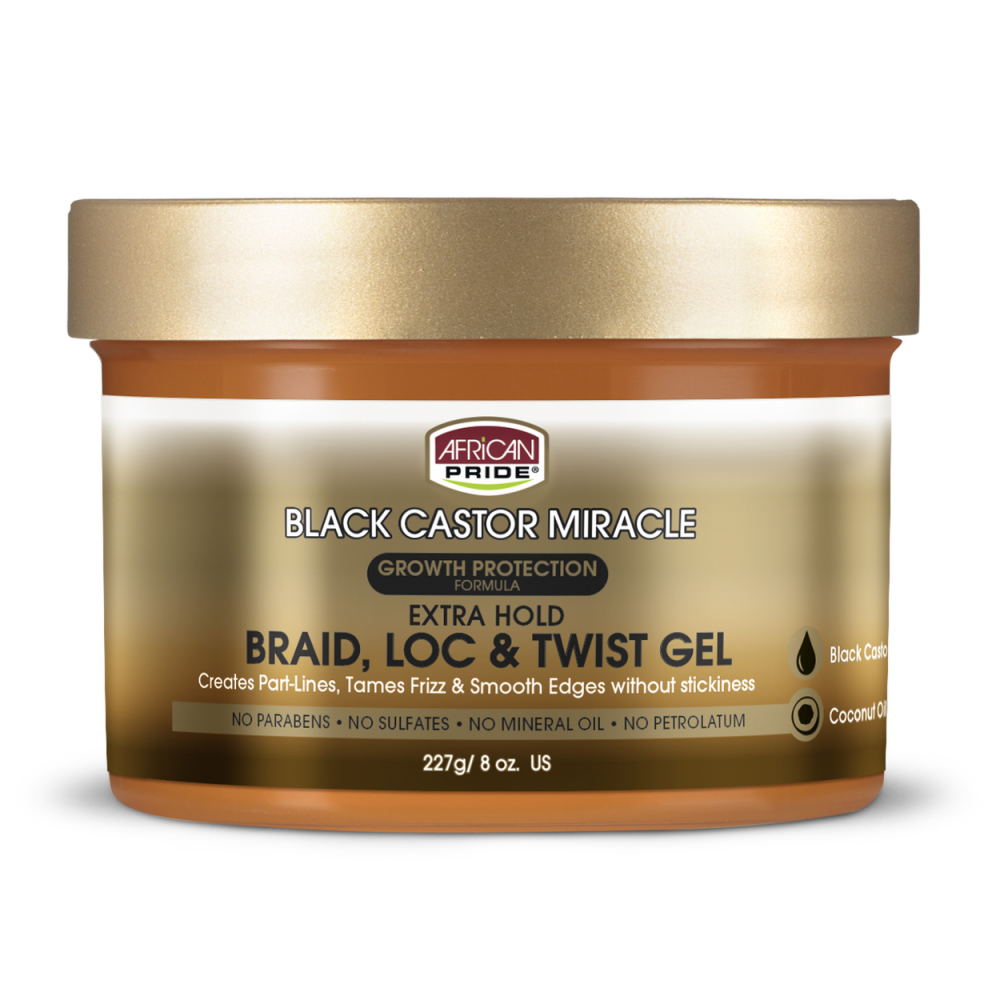 African Pride Black Castor Miracle Braid, Loc & Twist Gel 227 g