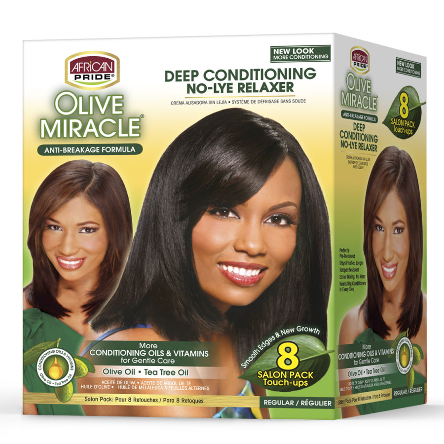 African Pride Olive Miracle No-Lye Relaxer (Regular, 8 Touch-Ups)