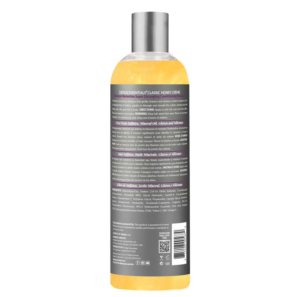 Design Essentials Honey Creme Moisture Retention Super Detangling Conditioning Shampoo 12 oz