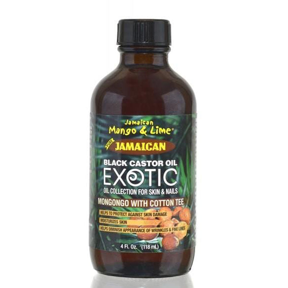 Jamaican Mango Lime Jamaican Black Castor Oil Exotic Mongongo with Cotton Tee 4 oz