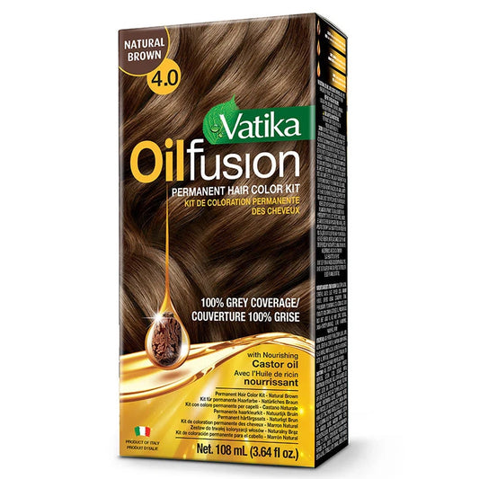 Vatika Oil Fusion Permanent Hair Colour Kit | Natural Brown