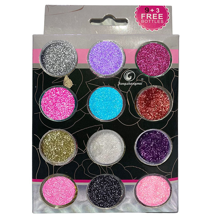 Fengshangmei 12 Glitter Colours Nail Decoration Kit