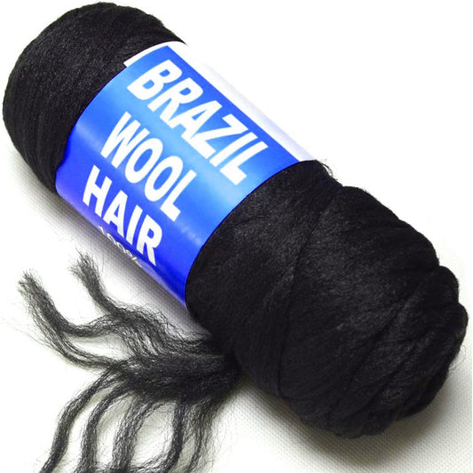 Brazil Wool Hair Acrylic Yarn BLACK - 100 g