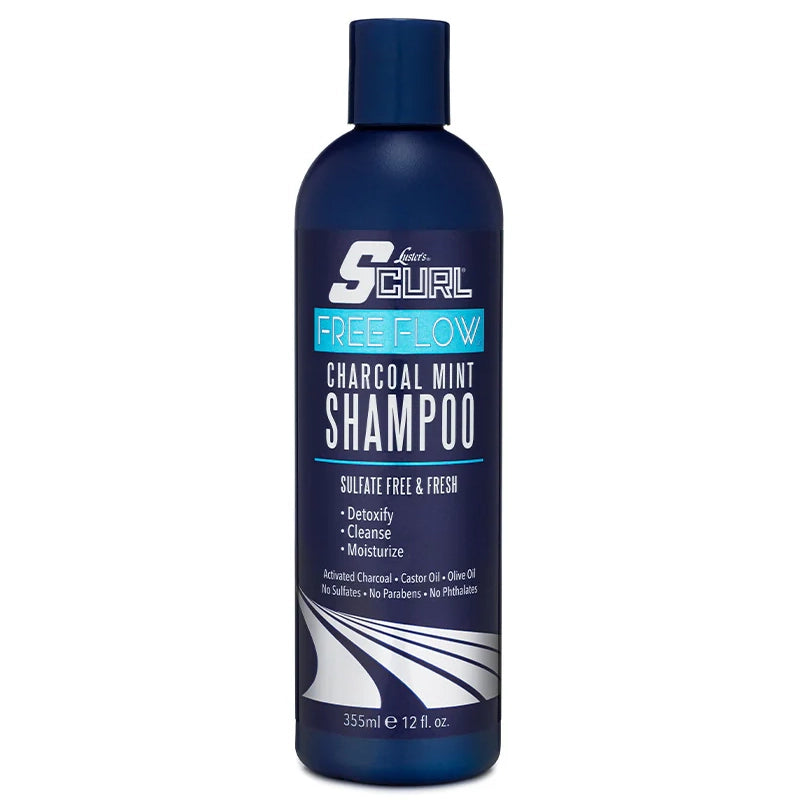 SCurl Free Flow Charcoal Mint Shampoo 355 ml