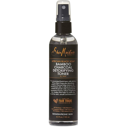 Shea Moisture African Black Soap Bamboo Charcoal Detoxifying Toner 4.5 oz