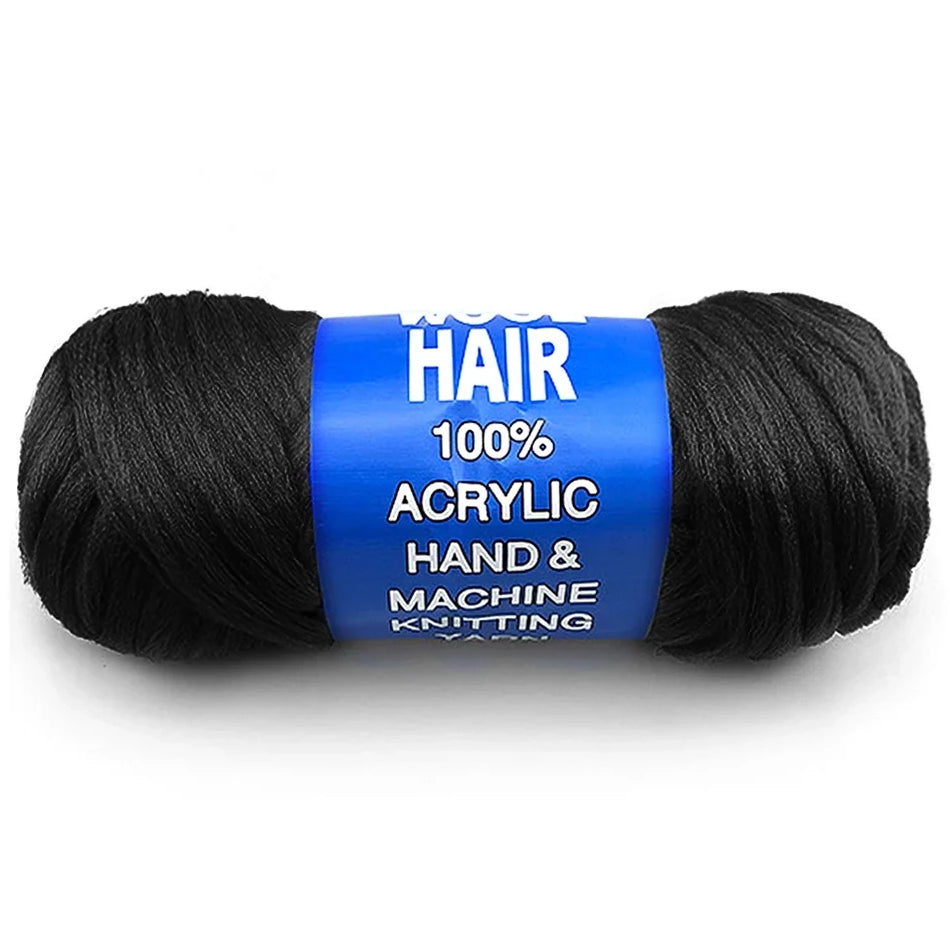 Brazil Wool Hair Acrylic Yarn BLACK - 100 g