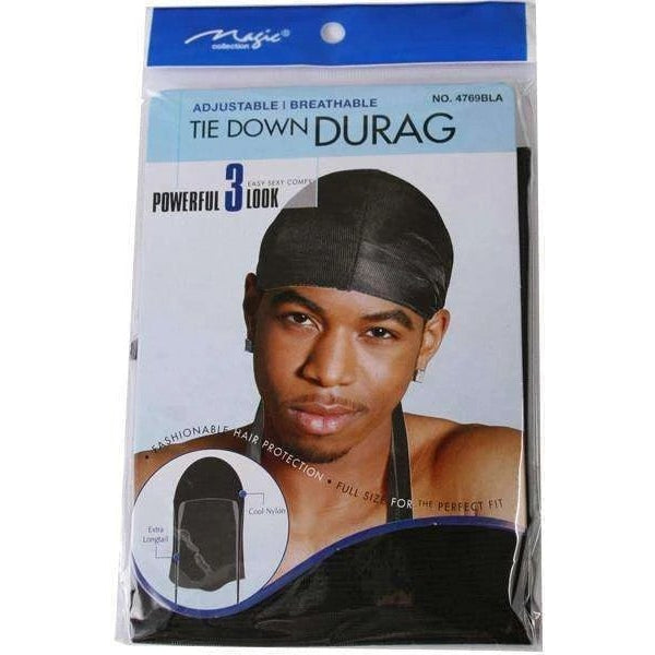 Magic Collection Adjustable Tie Down Durag No 4769BLA 1